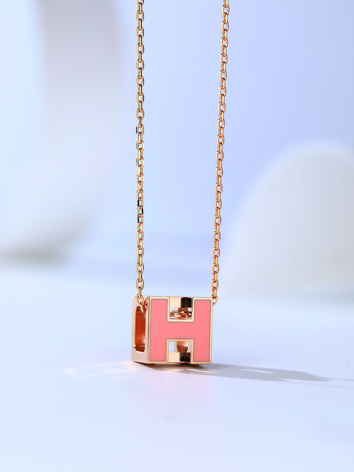 [⭐Hinora Jewelry]H CAGE PINK GOLD NECKLACE
