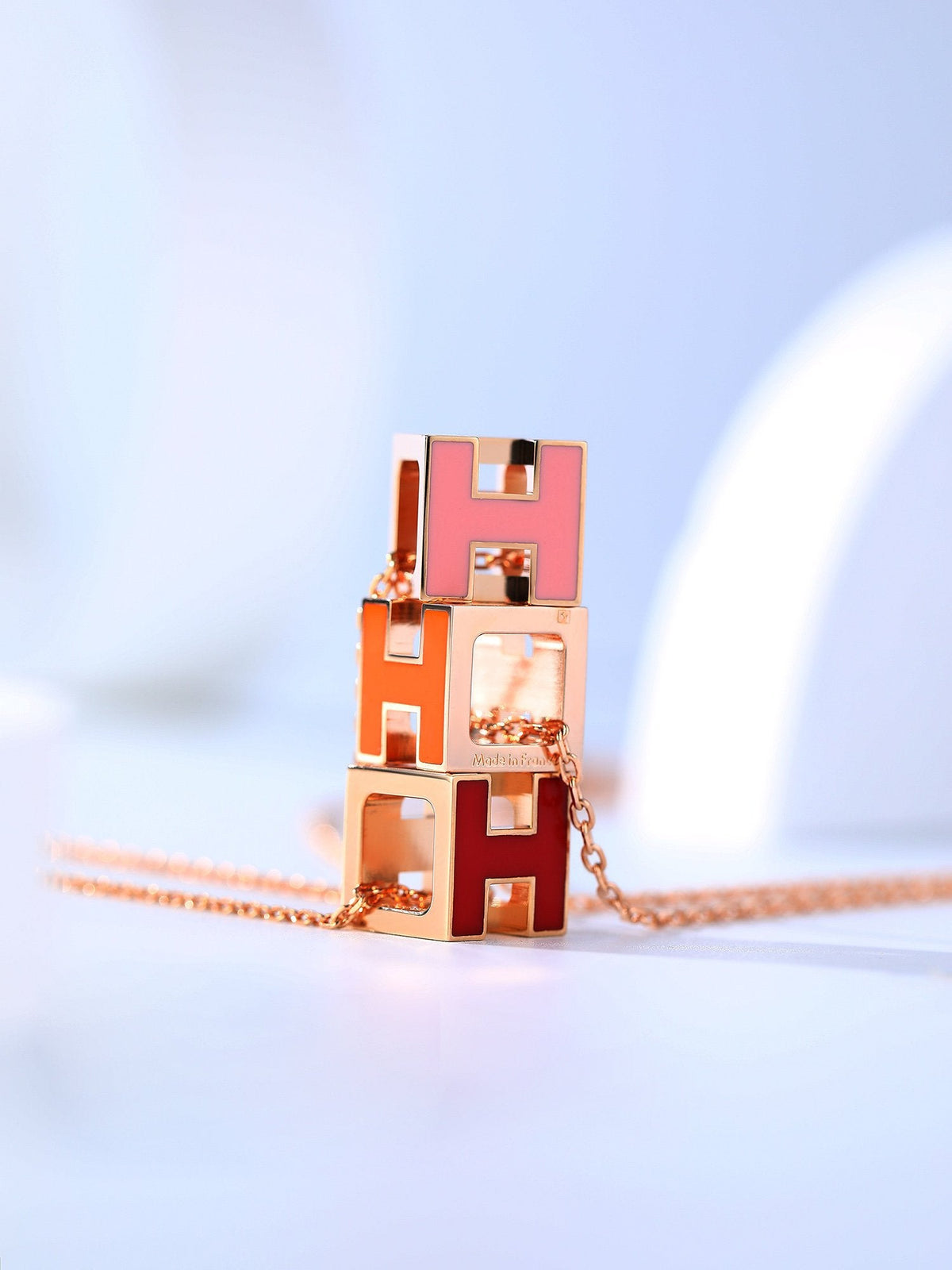 [⭐Hinora Jewelry]H CAGE PINK GOLD NECKLACE