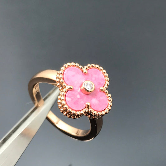 [⭐Hinora Jewelry]CLOVER RHODONITE ROSE GOLD RING