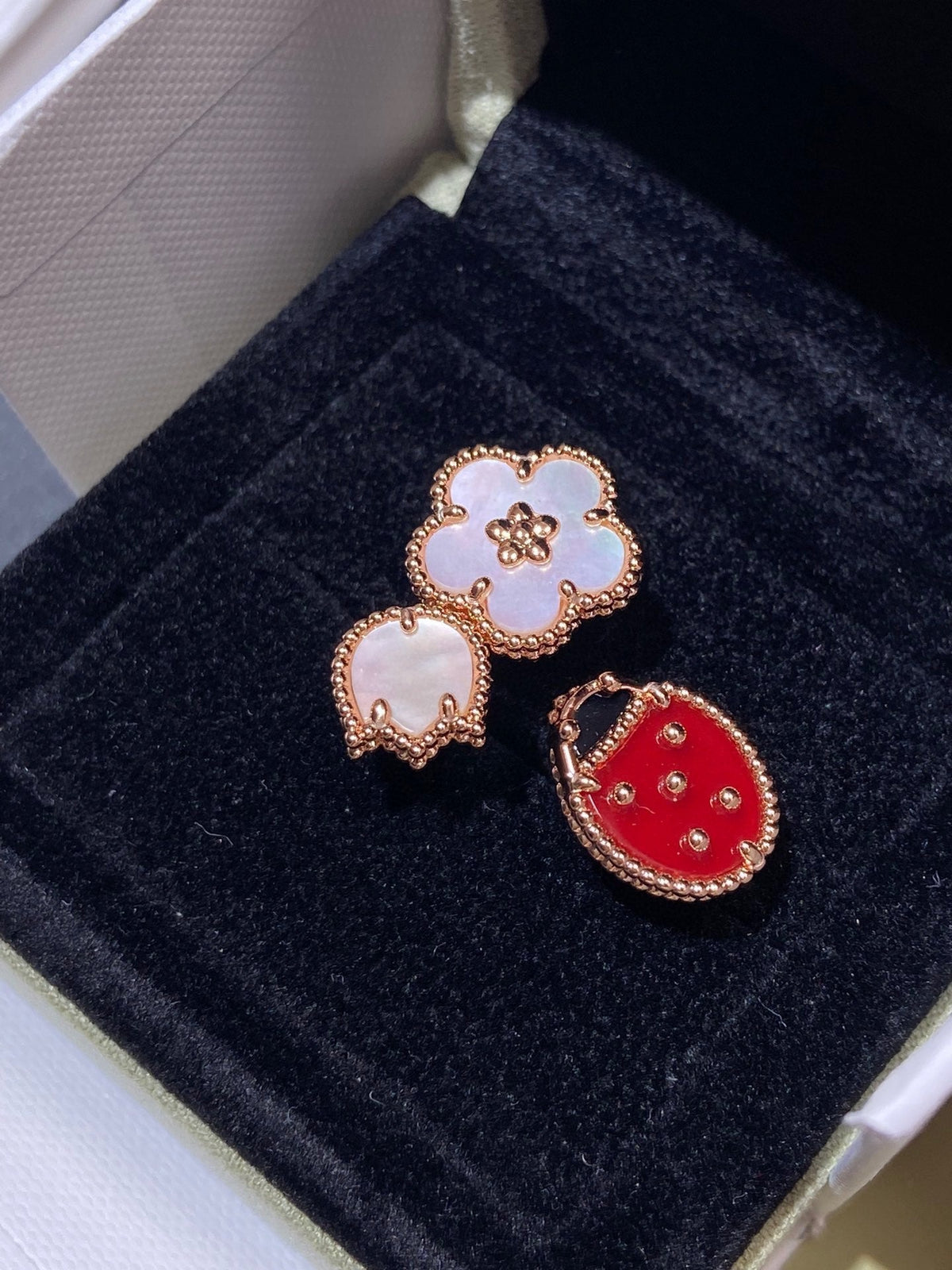 [⭐Hinora Jewelry]LUCKY 3 MOTIF ROSE GOLD RING