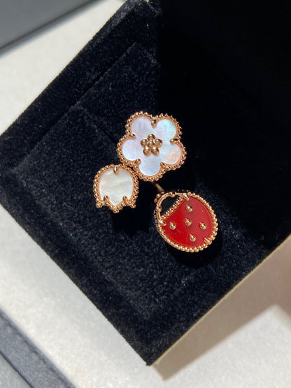 [⭐Hinora Jewelry]LUCKY 3 MOTIF ROSE GOLD RING