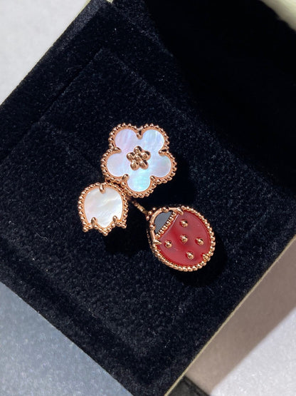 [⭐Hinora Jewelry]LUCKY 3 MOTIF ROSE GOLD RING