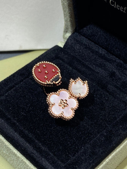 [⭐Hinora Jewelry]LUCKY 3 MOTIF ROSE GOLD RING