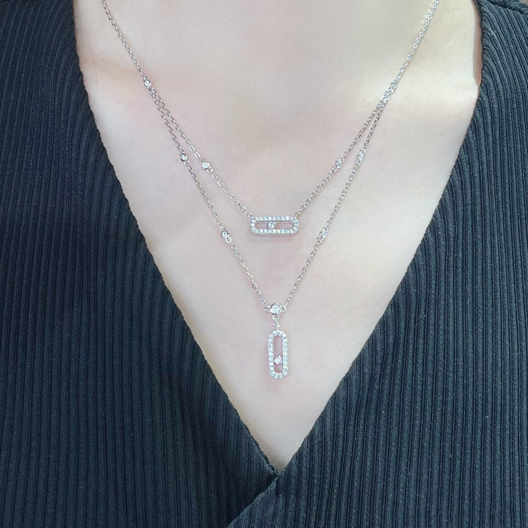 [⭐Hinora Jewelry]MOVE 2 ROW DIAMOND NECKLACE