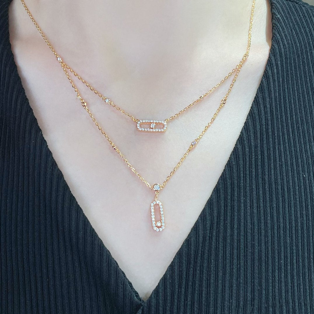 [⭐Hinora Jewelry]MOVE 2 ROW DIAMOND NECKLACE
