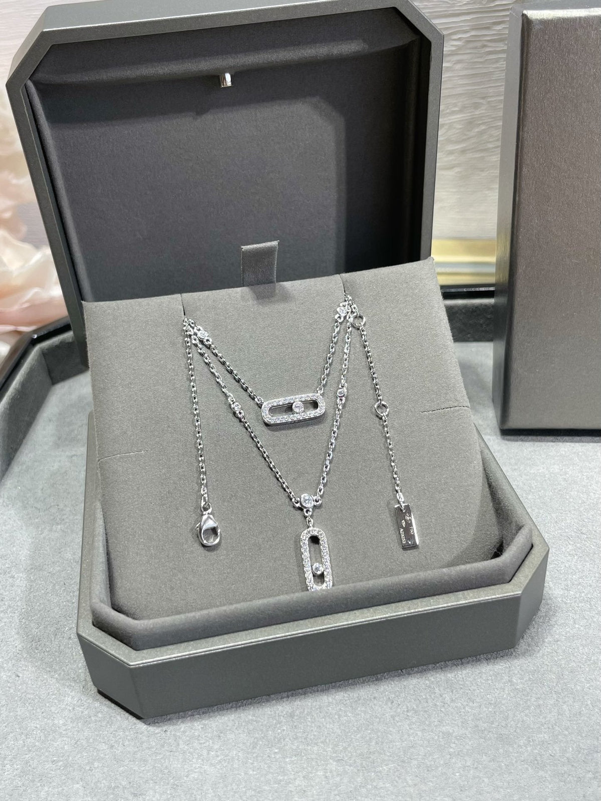 [⭐Hinora Jewelry]MOVE 2 ROW DIAMOND NECKLACE