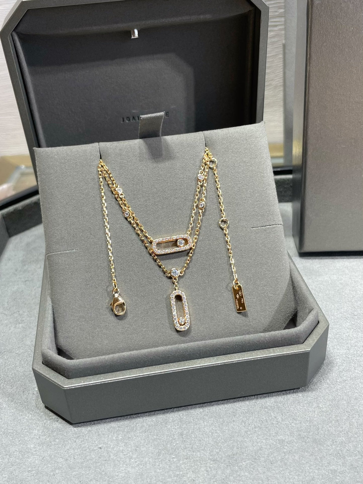 [⭐Hinora Jewelry]MOVE 2 ROW DIAMOND NECKLACE