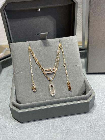 [⭐Hinora Jewelry]MOVE 2 ROW DIAMOND NECKLACE