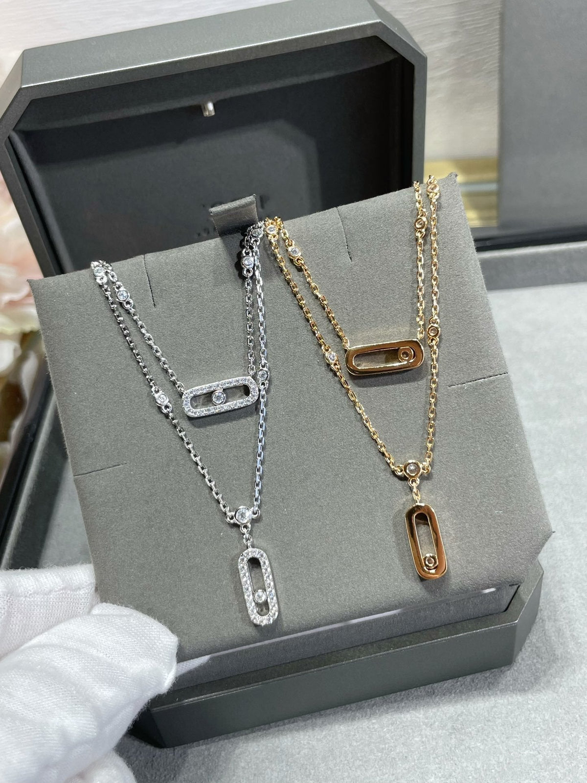 [⭐Hinora Jewelry]MOVE 2 ROW DIAMOND NECKLACE