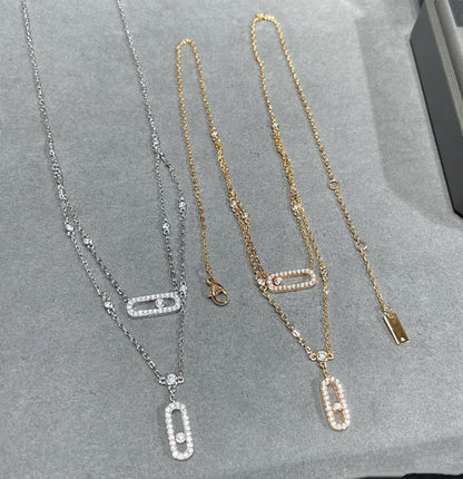 [⭐Hinora Jewelry]MOVE 2 ROW DIAMOND NECKLACE