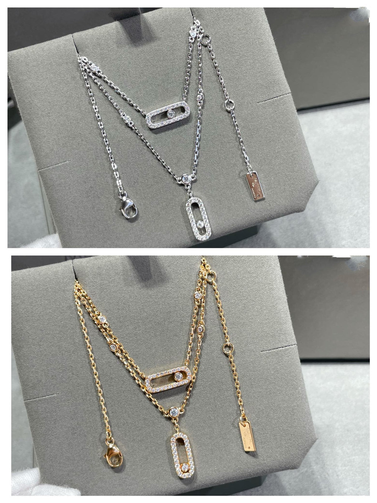 [⭐Hinora Jewelry]MOVE 2 ROW DIAMOND NECKLACE