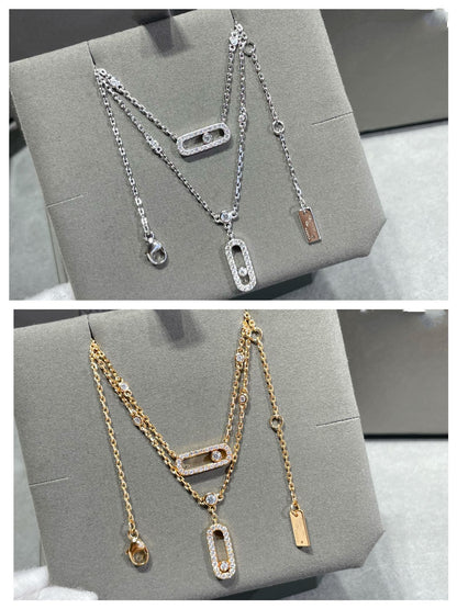 [⭐Hinora Jewelry]MOVE 2 ROW DIAMOND NECKLACE
