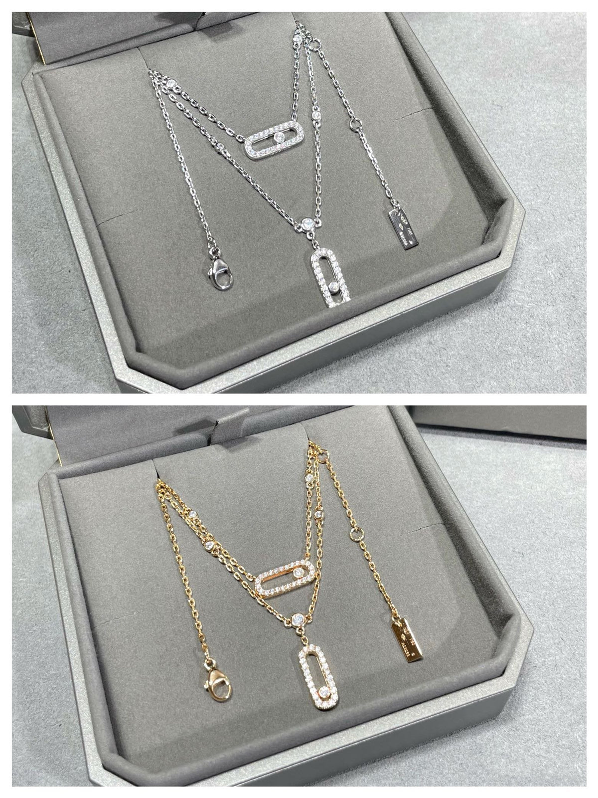 [⭐Hinora Jewelry]MOVE 2 ROW DIAMOND NECKLACE