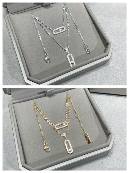[⭐Hinora Jewelry]MOVE 2 ROW DIAMOND NECKLACE