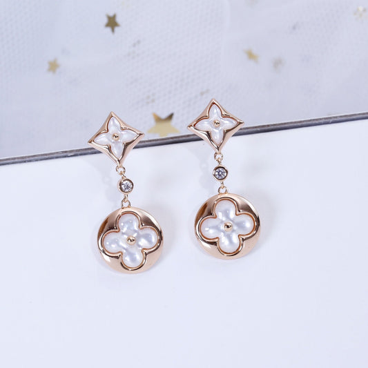 [⭐Hinora Jewelry]STAR AND SUN PINK GOLD MOP DROP EARRINGS