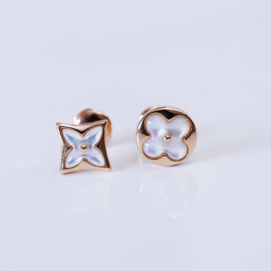 [⭐Hinora Jewelry]STAR AND SUN PINK GOLD MOP STUD EARRINGS