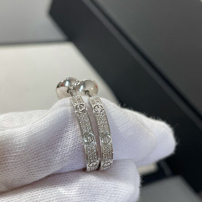 [⭐Hinora Jewelry]LOVE DIAMOND SILVER HOOP EARRINGS