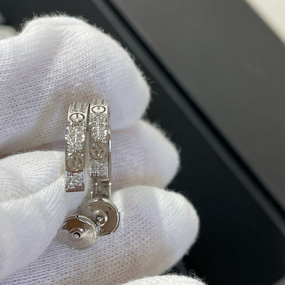 [⭐Hinora Jewelry]LOVE DIAMOND SILVER HOOP EARRINGS