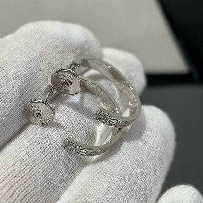[⭐Hinora Jewelry]LOVE DIAMOND SILVER HOOP EARRINGS