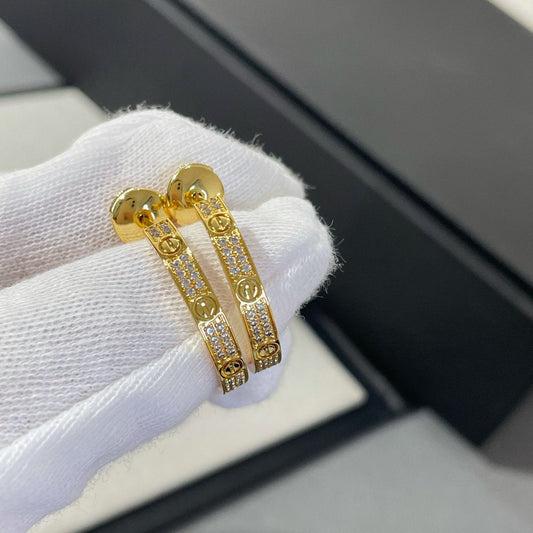 [⭐Hinora Jewelry]LOVE DIAMOND GOLD HOOP EARRINGS