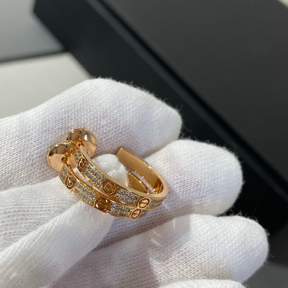 [⭐Hinora Jewelry]LOVE DIAMOND PINK GOLD HOOP EARRINGS