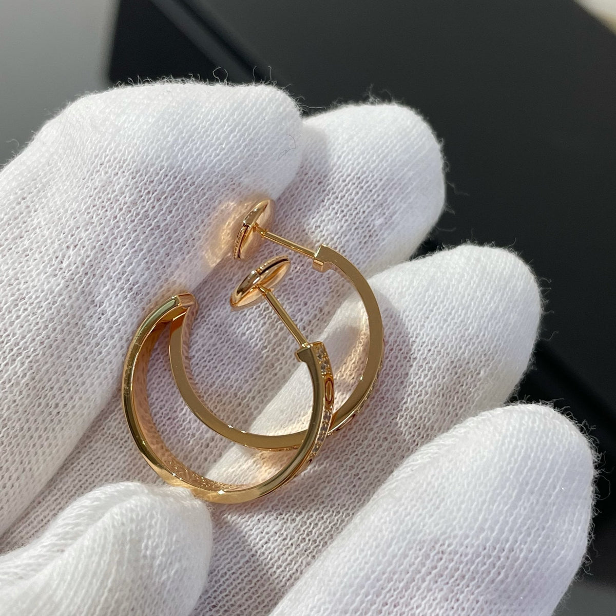 [⭐Hinora Jewelry]LOVE DIAMOND PINK GOLD HOOP EARRINGS