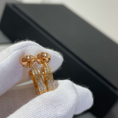 [⭐Hinora Jewelry]LOVE DIAMOND PINK GOLD HOOP EARRINGS