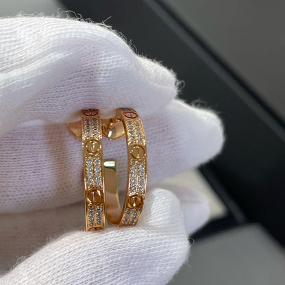 [⭐Hinora Jewelry]LOVE DIAMOND PINK GOLD HOOP EARRINGS