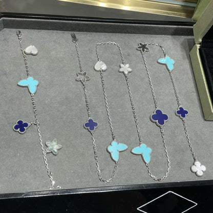 [⭐Hinora Jewelry]LUCKY CLOVER SILVER 11 MOTIF NECKLACE