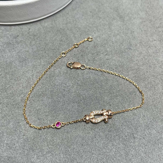 [⭐Hinora Jewelry]FORCE 10 DIAMOND CHAIN LINK PINK GOLD BRACELET