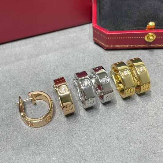 [⭐Hinora Jewelry]LOVE 5.5MM 1 DIAMOND EARRINGS
