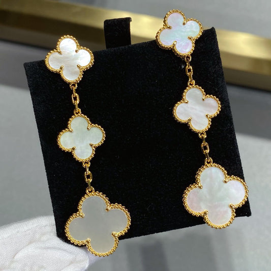 [⭐Hinora Jewelry]CLOVER MOP 3 MOTIFS GOLD EARRINGS