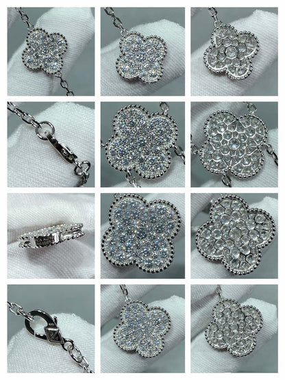 [⭐Hinora Jewelry]CLOVER 6 MOTIF DIAMOND PAVED NECKLACE
