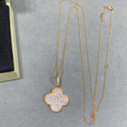 [⭐Hinora Jewelry]CLOVER 25MM LARGE PEDANT DIAMOND PAVED LONG NECKLACE