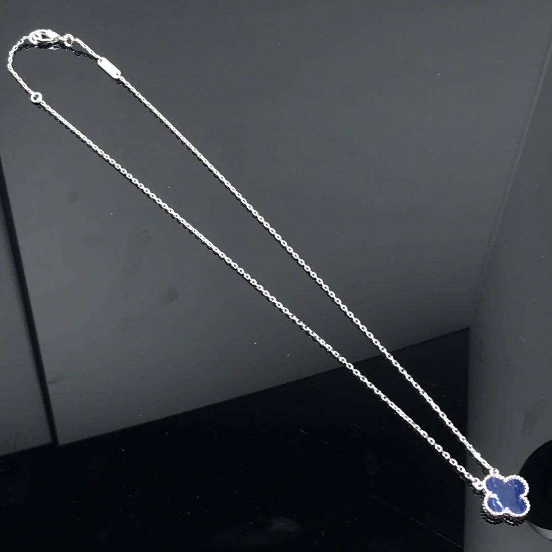 [⭐Hinora Jewelry]CLOVER PIETERSITE SILVER LONG NECKLACE