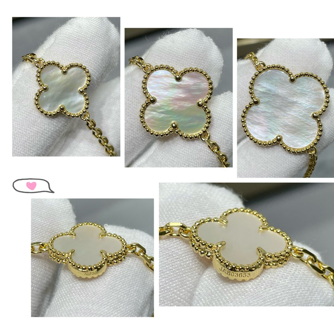 [⭐Hinora Jewelry]CLOVER 16 MOTIF WHITE MOP GOLD NECKLACE