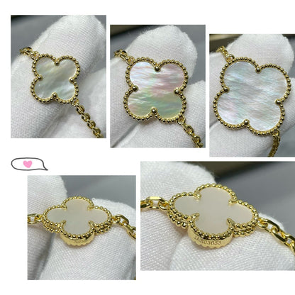 [⭐Hinora Jewelry]CLOVER 16 MOTIF WHITE MOP GOLD NECKLACE