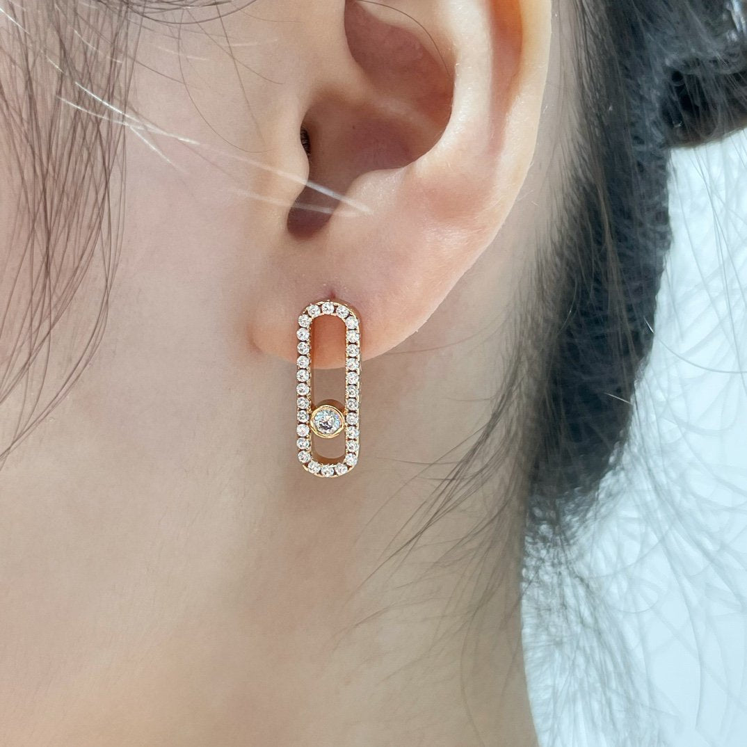 [⭐Hinora Jewelry]MOVE UNO STUD DIAMOND PAVED EARRINGS
