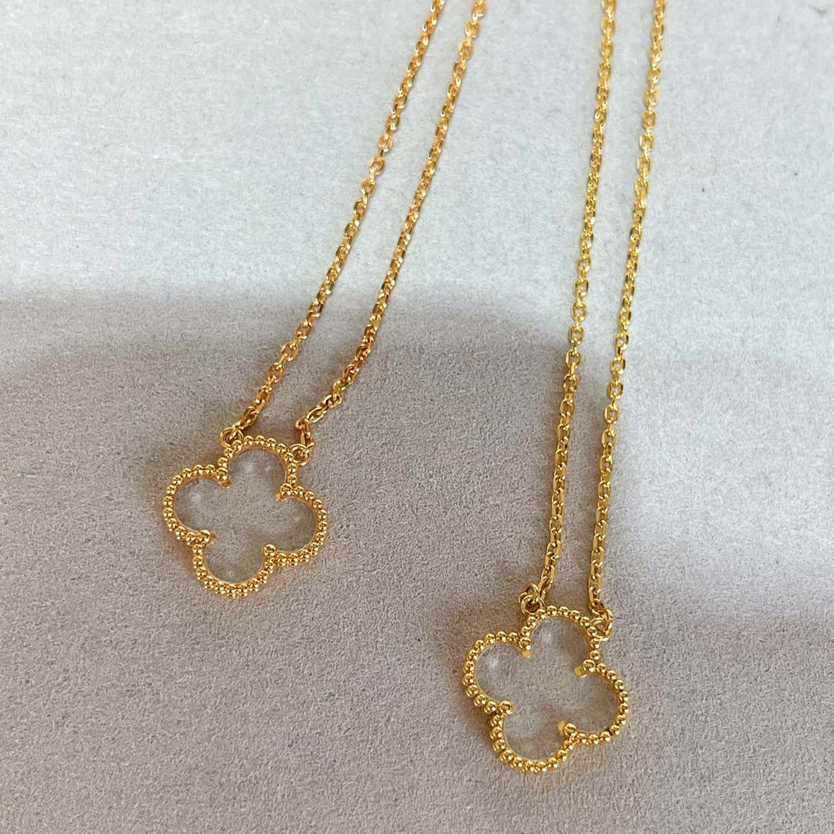 [⭐Hinora Jewelry]CLOVER ROCK CRYSTAL ROSE GOLD NECKLACE
