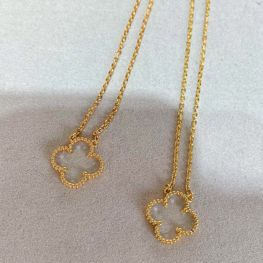 [⭐Hinora Jewelry]CLOVER ROCK CRYSTAL ROSE GOLD NECKLACE