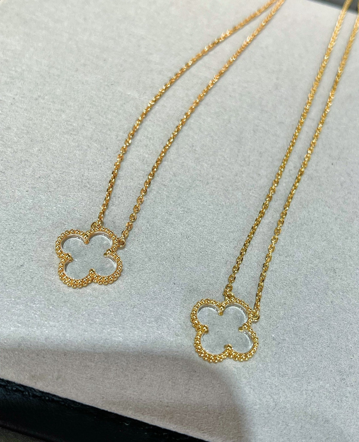 [⭐Hinora Jewelry]CLOVER ROCK CRYSTAL ROSE GOLD NECKLACE