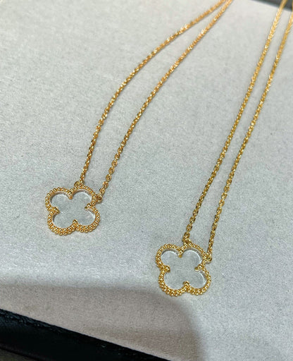 [⭐Hinora Jewelry]CLOVER ROCK CRYSTAL ROSE GOLD NECKLACE
