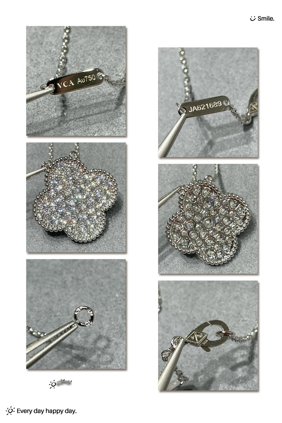 [⭐Hinora Jewelry]CLOVER 25MM LARGE PENDANT DIAMOND PAVED SILVER NECKLACE