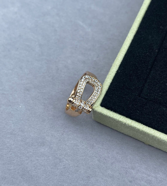 [⭐Hinora Jewelry]Wide Hoof-Shaped Diamond-Studded Ring