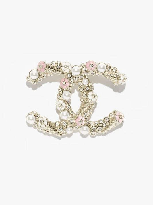 [⭐Hinora Jewelry]26C Pink-White Enamel Ice Cream Cone Double C Brooch