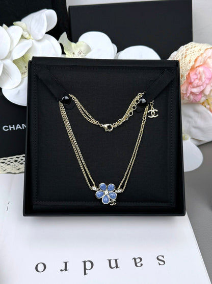 [⭐Hinora Jewelry]New Blue Floral Double-Layer Necklace
