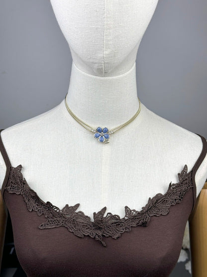 [⭐Hinora Jewelry]New Blue Floral Double-Layer Necklace