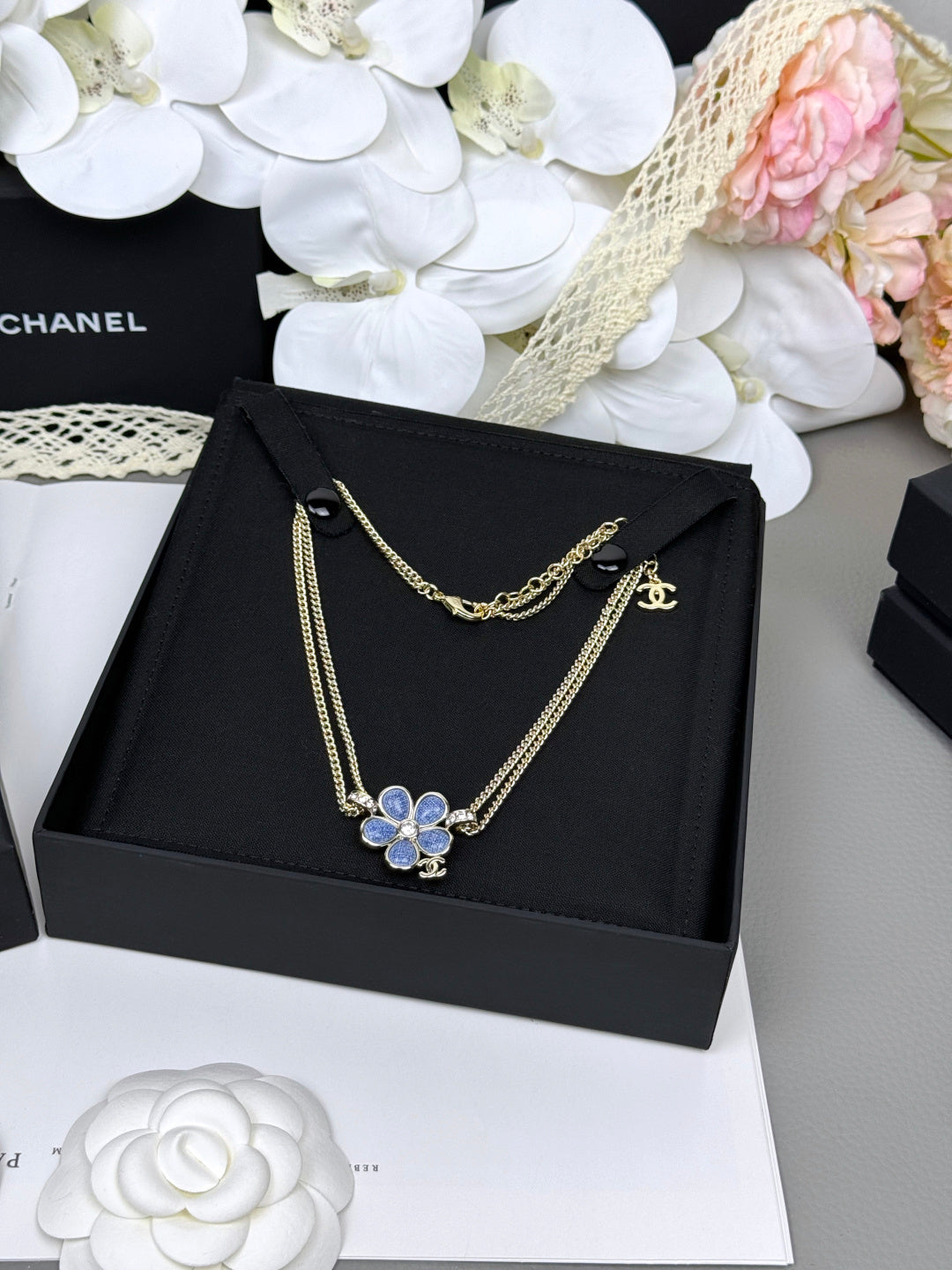 [⭐Hinora Jewelry]New Blue Floral Double-Layer Necklace