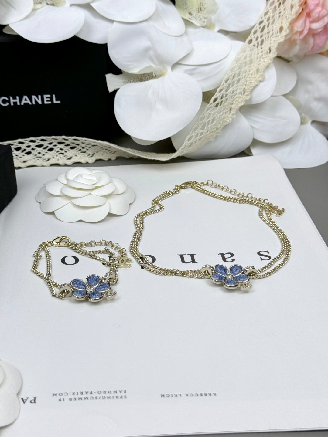 [⭐Hinora Jewelry]New Blue Floral Double-Layer Necklace