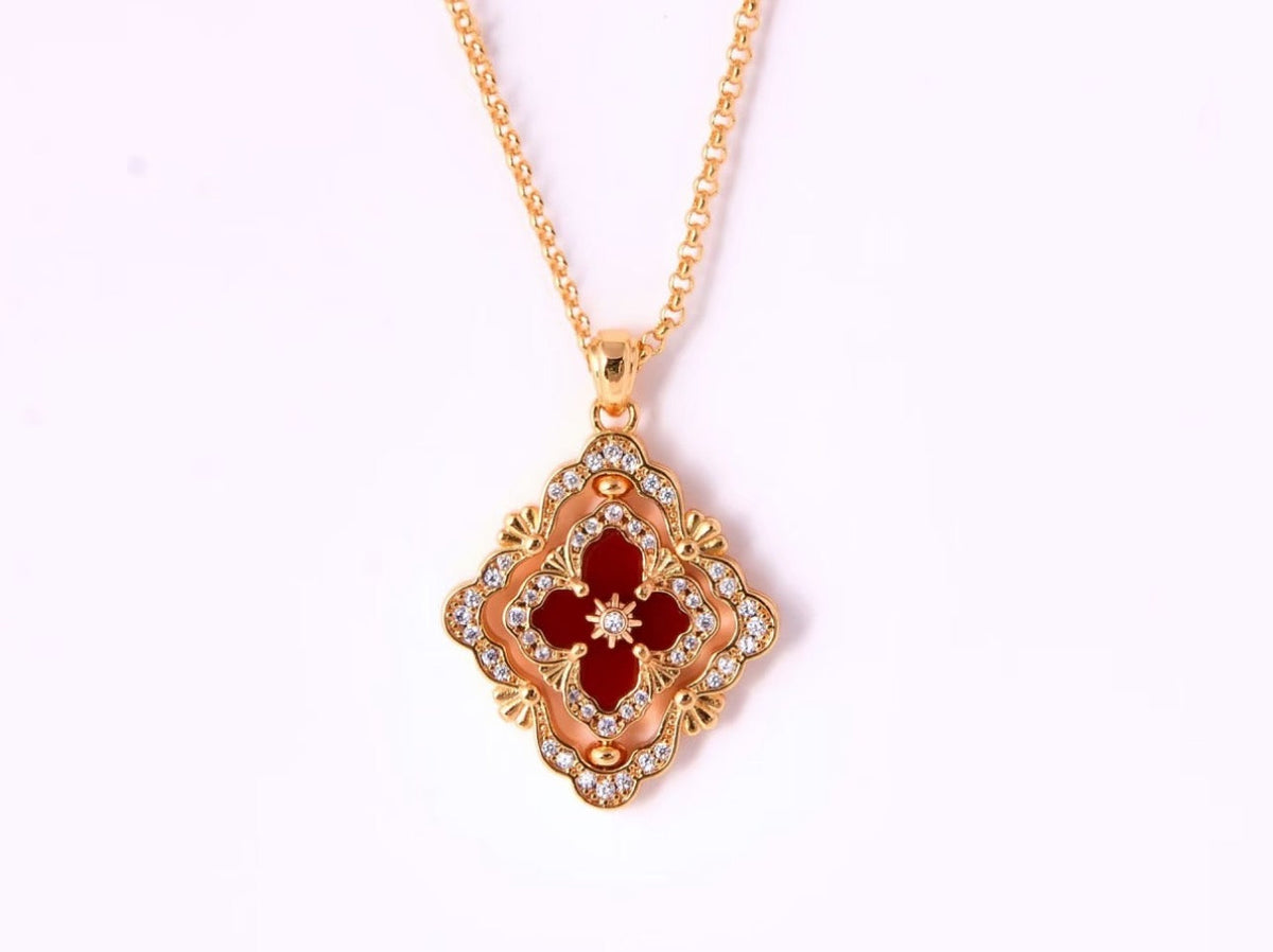 [⭐Hinora Jewelry] B.C.L ENAMEL ROTATING SINGLE-DIAMOND NECKLACE（Various colors）